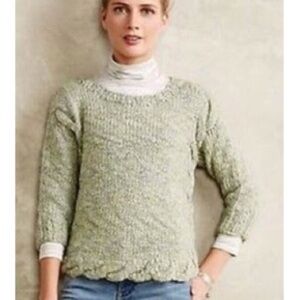 Anthropologie crochet sweater Hand Knit by Dollie Sugar Moss size small grandma